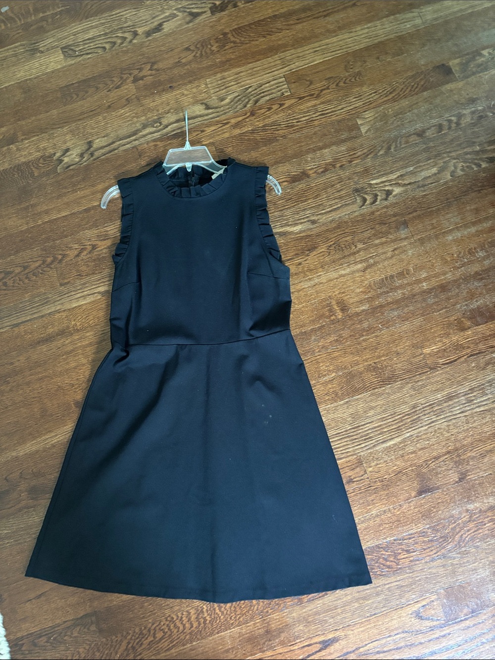LOFT Black Sleeveless Mini Dress with Ruffle Neck